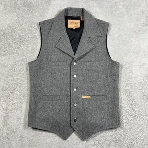 Powder River Outfitters Vest Mens Small Gray Wool Panhandle Cowboy Western Ranch